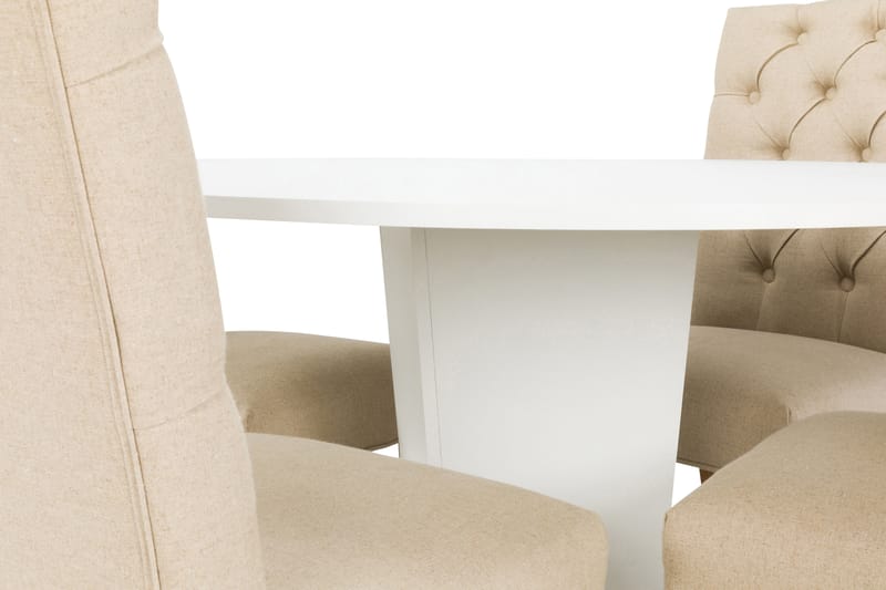 Matgrupp Blocco 120 cm med 4st Emmie stolar Beige - Beige - Möbler - Bord & matgrupp - Matgrupp