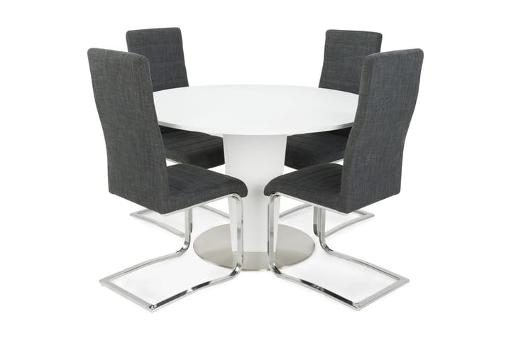 Matgrupp Blocco 120 cm med 4st Jack stolar Ljusgrå - Vit|Svart - Möbler - Bord & matgrupp - Matgrupp