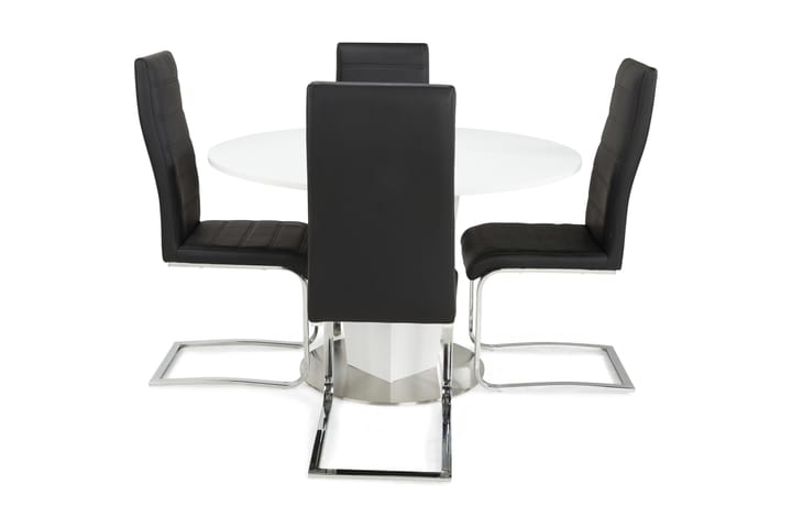 Matgrupp Blocco 120 cm med 4st Jack stolar Svart - Vit|Svart - Möbler - Bord & matgrupp - Matgrupp