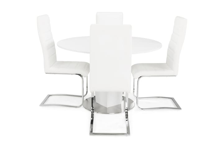 Matgrupp Blocco 120 cm med 4st Jack stolar Vit - Vit - Möbler - Bord & matgrupp - Matgrupp
