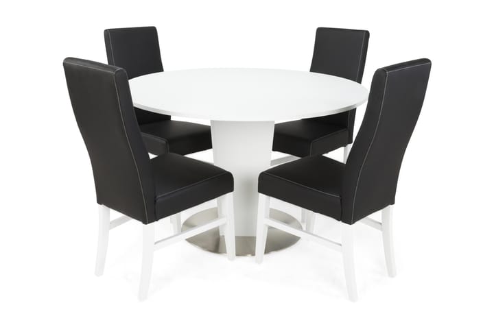 Matgrupp Blocco 120 cm med 4st Max stolar Svart - Vit|Svart - Möbler - Bord & matgrupp - Matgrupp