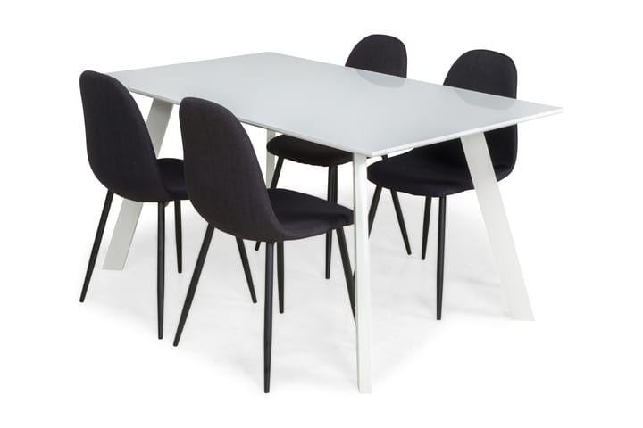 Matgrupp Eli 150 cm med 4 Naira Stol - Vit|Svart - Möbler - Fåtölj & stolar - Matstol & köksstol