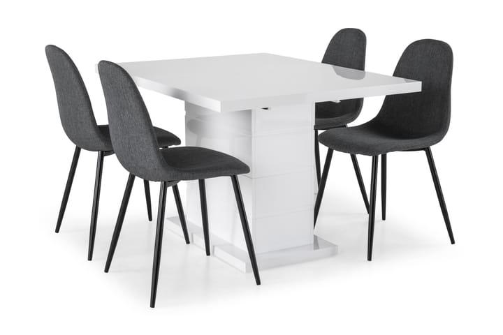 Matgrupp Griffith Förlängningsbar 120 cm med 4 Naira Stol - Vit|Grå|Svart - Möbler - Fåtölj & stolar - Matstol & köksstol