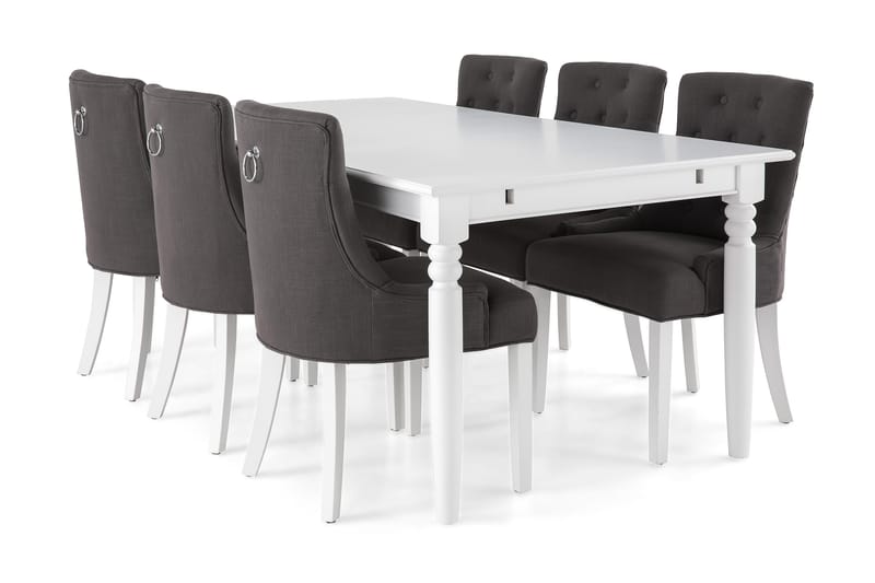 Matgrupp Hampton 190 cm med 6 Ophelia Fåtölj - Vit|Grå - Möbler - Bord & matgrupp - Kontorsbord - Skrivbord