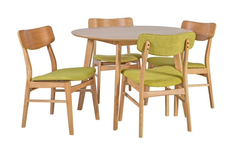 Matgrupp JAXTON med 4-stolar MDF med ekfanér - Möbler - Bord & matgrupp - Matgrupp