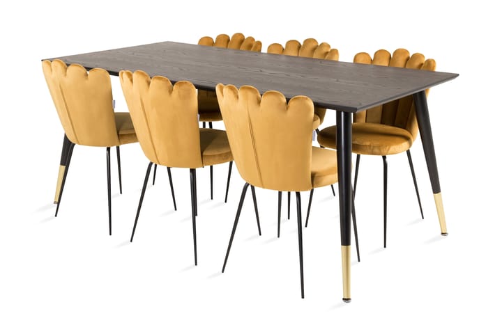 Matgrupp Kenton 180 cm med 6 Limhamn Matstolar Gul - Furniture Fashion - Möbler - Bord & matgrupp - Matgrupp