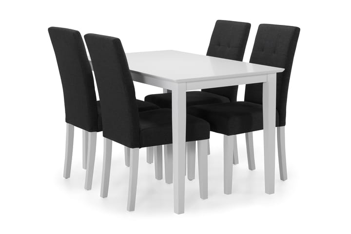 Matgrupp Matilda med 4 st Leo stolar - Vit|Mörkgrå - Möbler - Bord & matgrupp - Matbord & köksbord