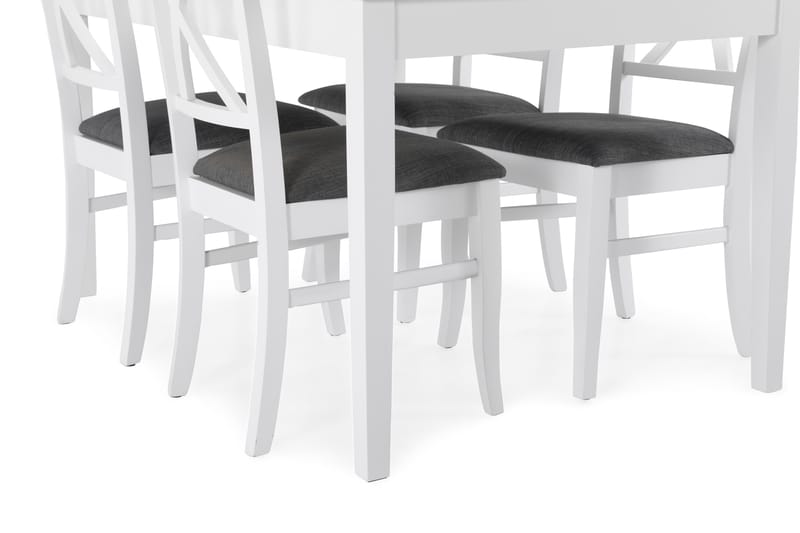 Matgrupp Montague med 4 st Twain stolar - Betong|Vit - Möbler - Bord & matgrupp - Matgrupp