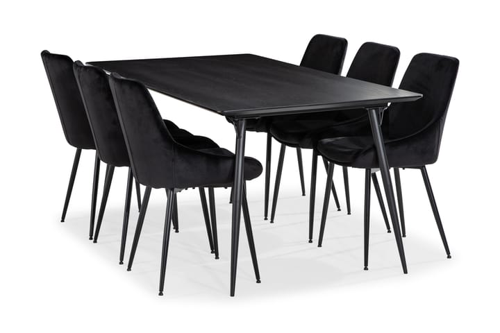 Matgrupp Steph 180 cm med 6 Bergviken Köksstol - Svart - Möbler - Bord & matgrupp - Matbord & köksbord