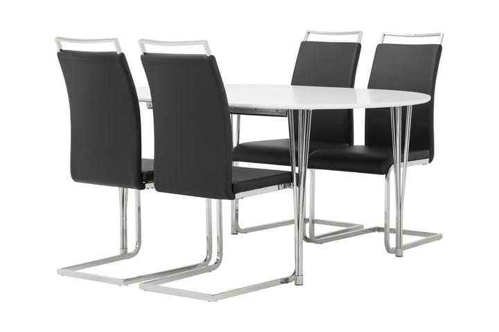 Matgrupp Sterling Oval med 4 Robledo Stol - Vit|Svart - Möbler - Bord & matgrupp - Matgrupp