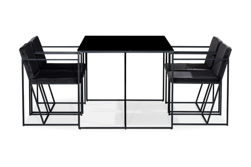 Matgrupp Treni med 4 Stolar - Svart - Möbler - Bord & matgrupp - Avlastningsbord & sidobord - Brickbord & småbord
