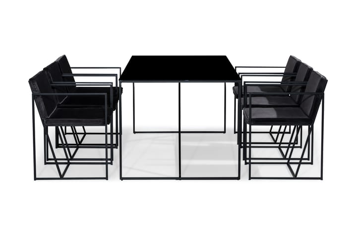 Matgrupp Treni med 6 Stolar - Glas|Metall|Vit|Grå - Möbler - Bord & matgrupp - Avlastningsbord & sidobord - Brickbord & småbord