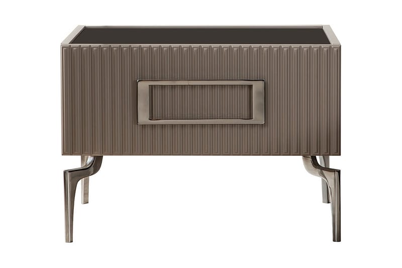 Sängbord Burnak 63x50 cm - Beige/Svart/Silver - Möbler - Bord - Matbord & köksbord