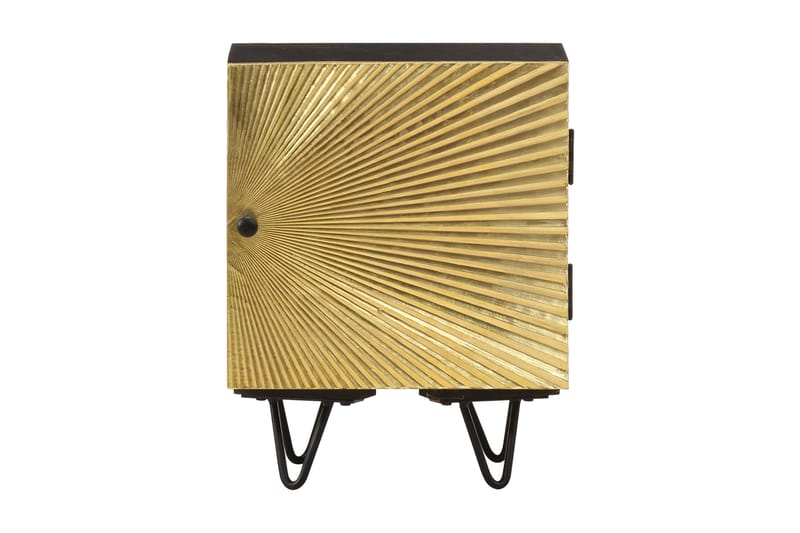 Sängbord med mässingsfront 40x30x50 cm massivt mangoträ - Guld - Möbler - Bord - Lampbord & sidobord