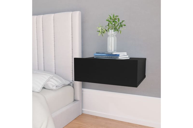 Svävande sängbord svart 40x30x15 cm spånskiva - Svart - Möbler - Bord - Sängbord & nattduksbord