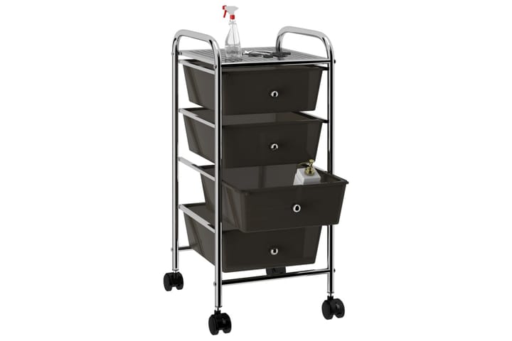 Förvaringsvagn 4 lådor svart plast - Svart - Möbler - Bord & matgrupp - Serveringsvagn & serveringsbord - Drinkvagn & barvagn