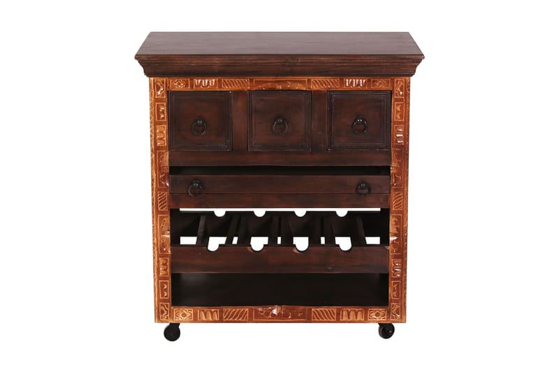 Rullbord Camelford 78x48 cm - Återvunnet Trä/Brun - Förvaring - Hylla - Förvaringshylla - Vinställ & vinhylla