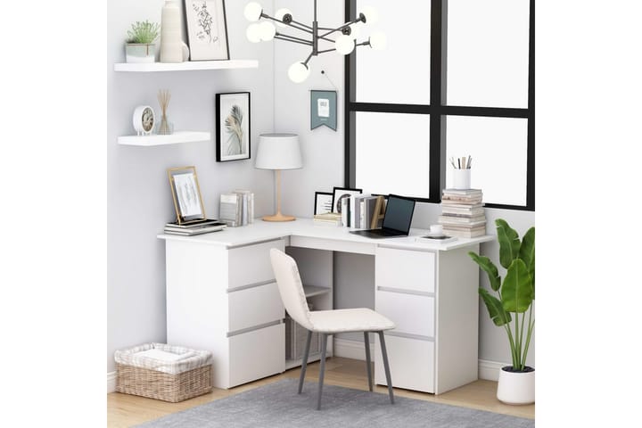 Hörnskrivbord vit 145x100x76 cm spånskiva - Vit - Möbler - Bord - Skrivbord