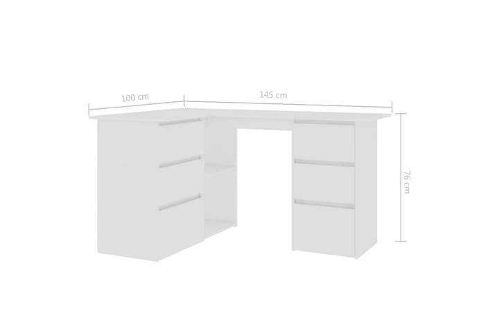 Hörnskrivbord vit 145x100x76 cm spånskiva - Vit - Möbler - Bord - Skrivbord