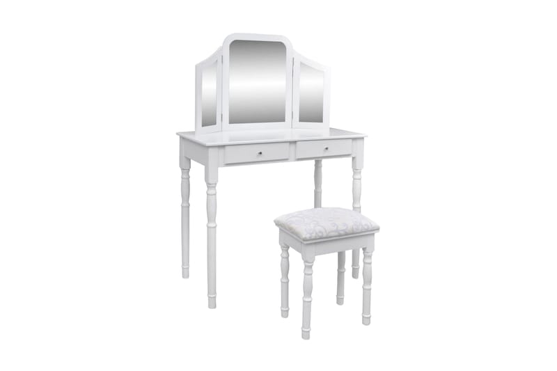 Sminkbord med 3-i-1 spegel och pall 2 lådor vit - Vit - Möbler - Bord & matgrupp - Sminkbord & toalettbord