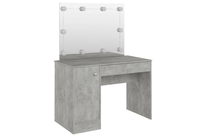 Sminkbord med LED-belysning 110x55x145 cm MDF betonggrå - Grå - Möbler - Bord & matgrupp - Sminkbord & toalettbord