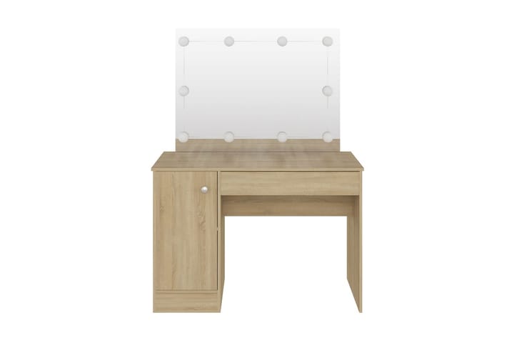Sminkbord med LED-belysning 110x55x145 cm MDF ek - Brun - Möbler - Bord & matgrupp - Sminkbord & toalettbord - Sminkbord med lampor
