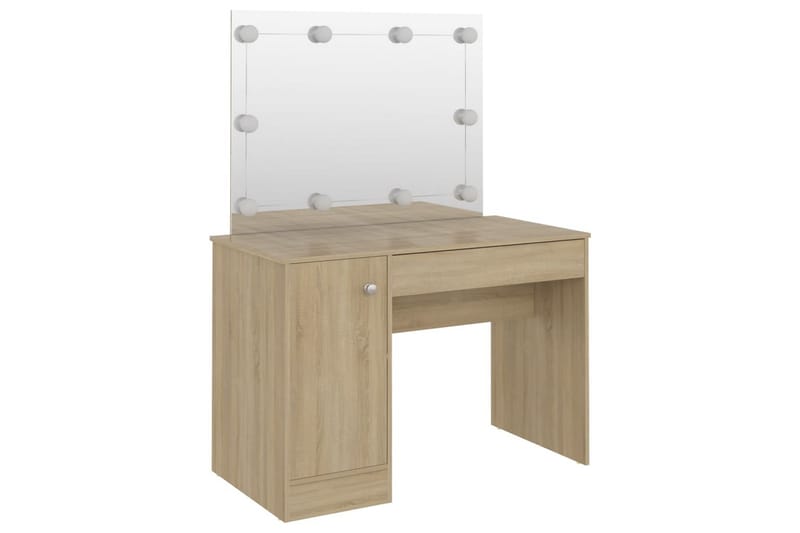 Sminkbord med LED-belysning 110x55x145 cm MDF ek - Brun - Möbler - Bord & matgrupp - Sminkbord & toalettbord