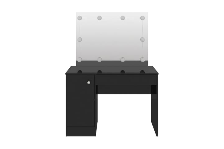 Sminkbord med LED-belysning 110x55x145 cm MDF svart glänsand - Svart - Möbler - Bord & matgrupp - Sminkbord & toalettbord