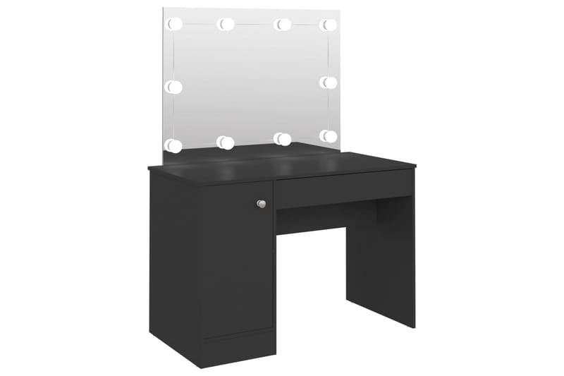 Sminkbord med LED-belysning 110x55x145 cm MDF svart - Svart - Möbler - Bord & matgrupp - Sminkbord & toalettbord