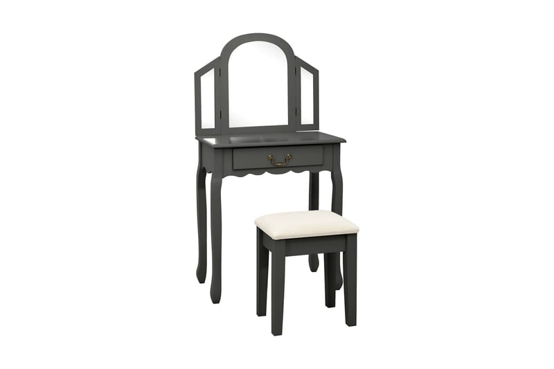 Sminkbord med pall grå 65x36x128 cm kejsarträ MDF - Grå - Möbler - Bord & matgrupp - Sminkbord & toalettbord