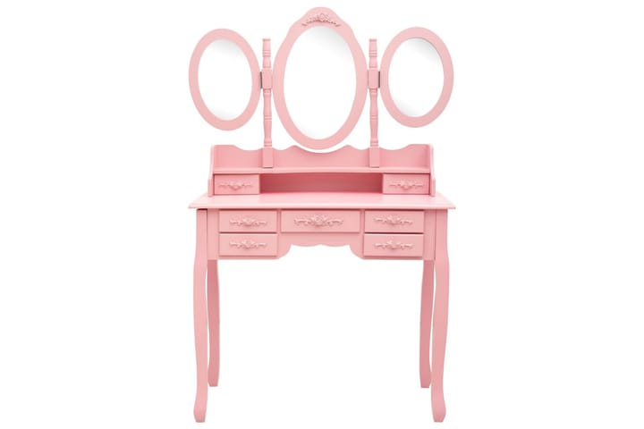 Sminkbord med pall och 3 speglar rosa - Rosa - Möbler - Bord & matgrupp - Sminkbord & toalettbord
