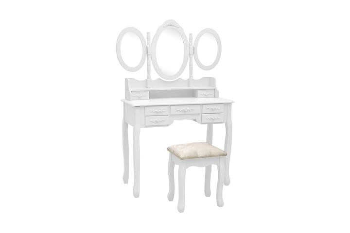 Sminkbord med pall och 3 speglar vit - Vit - Möbler - Bord & matgrupp - Sminkbord & toalettbord