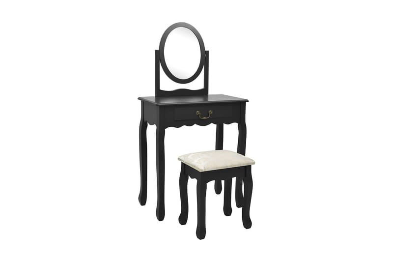 Sminkbord med pall svart 65x36x128 cm kejsarträ MDF - Svart - Möbler - Bord & matgrupp - Sminkbord & toalettbord