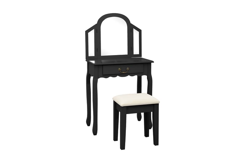 Sminkbord med pall svart 65x36x128 cm kejsarträ MDF - Svart - Möbler - Bord & matgrupp - Matbord & köksbord