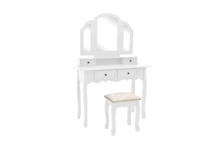 Sminkbord med pall vit 100x40x146 cm kejsarträ - Vit - Möbler - Bord & matgrupp - Sminkbord & toalettbord