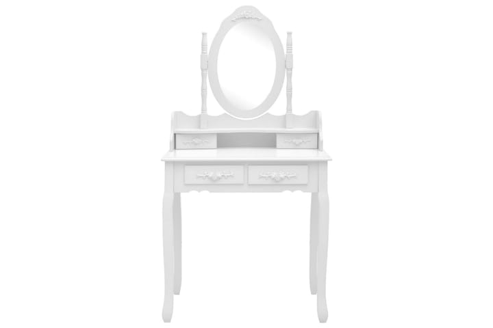 Sminkbord med pall vit 75x69x140 cm paulowniaträ - Vit - Möbler - Bord & matgrupp - Sminkbord & toalettbord