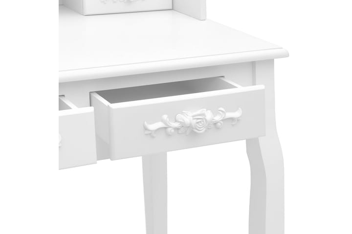 Sminkbord med pall vit 75x69x140 cm paulowniaträ - Vit - Möbler - Bord & matgrupp - Sminkbord & toalettbord