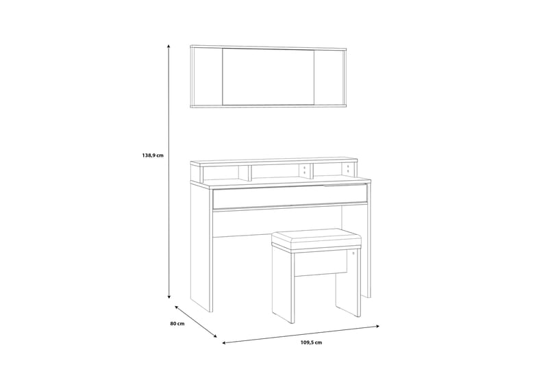 Sminkbord Yundola 110 cm - Brun/Svart - Möbler - Bord & matgrupp - Sminkbord & toalettbord