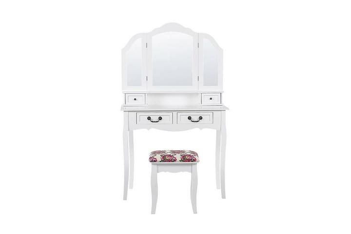 Toalettbord Marsolan 90 cm Fällbar Spegel + Pall - Vit - Möbler - Bord & matgrupp - Sminkbord & toalettbord