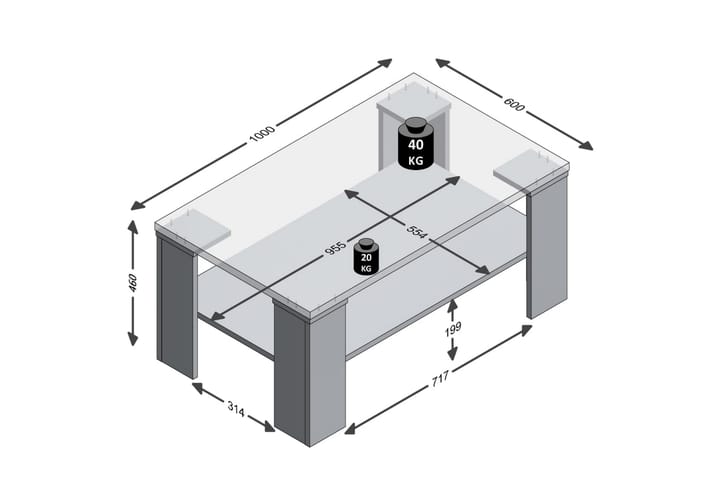 FMD Soffbord med hylla 100x60x46 cm ek - Beige - Möbler - Bord & matgrupp - Soffbord