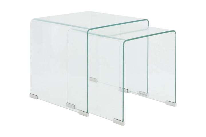 Satsbord 2 st bord härdat klarglas - Transparent - Möbler - Fåtölj & stolar - Pall & puff - Sittpuff
