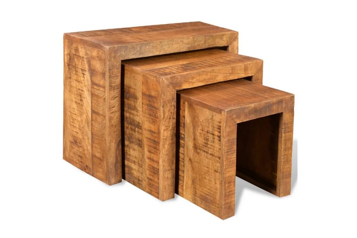 Satsbord 3 delar i massivt mangoträ - Brun - Möbler - Bord & matgrupp - Avlastningsbord & sidobord - Satsbord