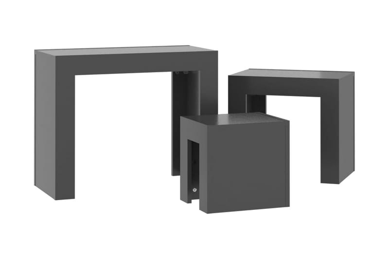 Satsbord 3 st grå högglans spånskiva - Grå - Möbler - Bord & matgrupp - Soffbord