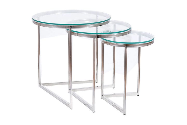 Satsbord Akrodie Runt - Transparent Glas/Silver - Möbler - Bord & matgrupp - Avlastningsbord & sidobord - Satsbord