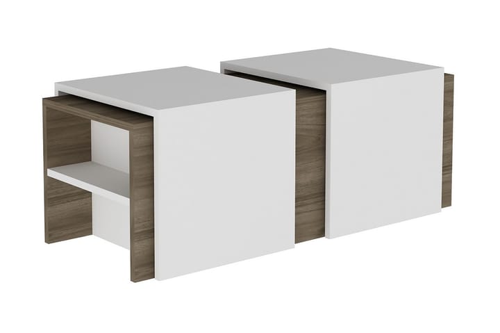 Satsbord Atwater 120 cm med Förvaring Hyllor 3 Bord - Valnötsbrun/Vit - Möbler - Bord & matgrupp - Soffbord