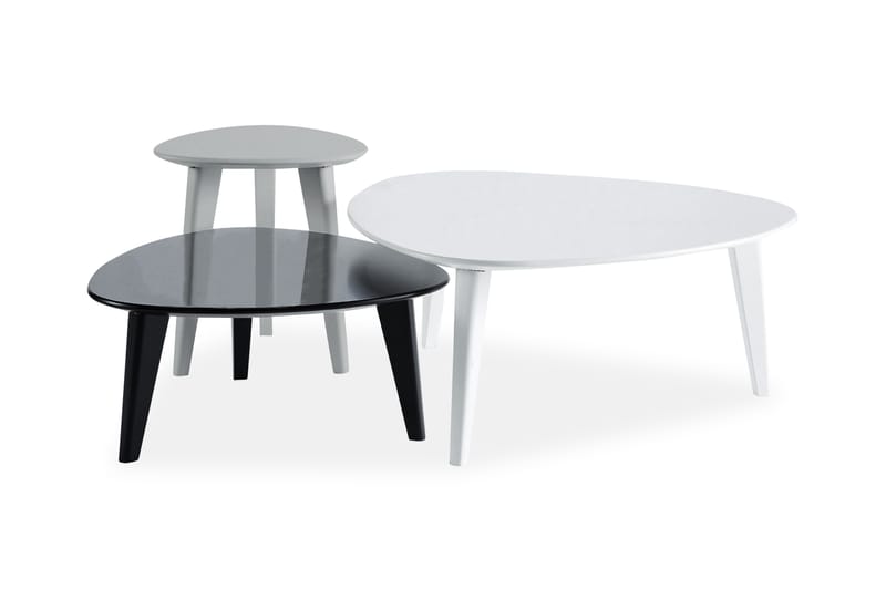 Satsbord Ebella 80 cm Ovalt 3 Bord - Grå/Vit/Svart - Möbler - Bord & matgrupp - Soffbord