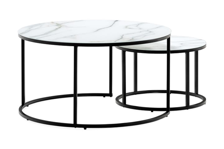 Satsbord Grasp Marmorglas - Svart|Vit - Möbler - Bord & matgrupp - Avlastningsbord & sidobord