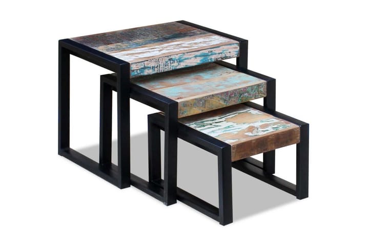 Satsbord i 3 delar återvunnet massivt trä - Flerfärgad - Möbler - Bord & matgrupp - Avlastningsbord & sidobord - Satsbord