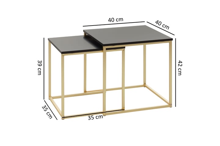 Satsbord Khamsouk 48 cm 2 Bord - Svart/Guld - Möbler - Bord & matgrupp - Soffbord