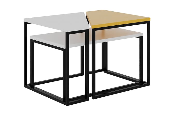 Satsbord Lonaste 64 cm 3 Bord - Vit/Senapsgul - Möbler - Bord & matgrupp - Soffbord